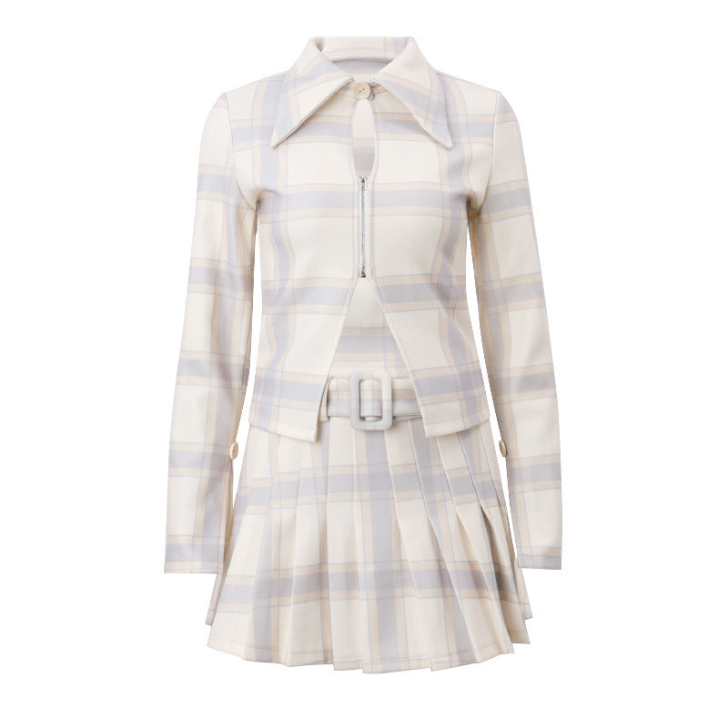 Lapel Hollow Long-sleeved Top With Sheath Skirt Outfit