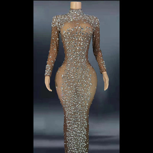 Rhinestone Dress Tight Ball Gown
