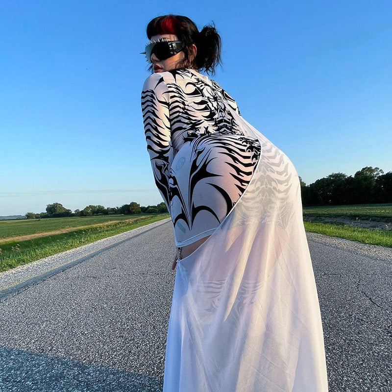 Pullover Printed Long Sleeve Dress