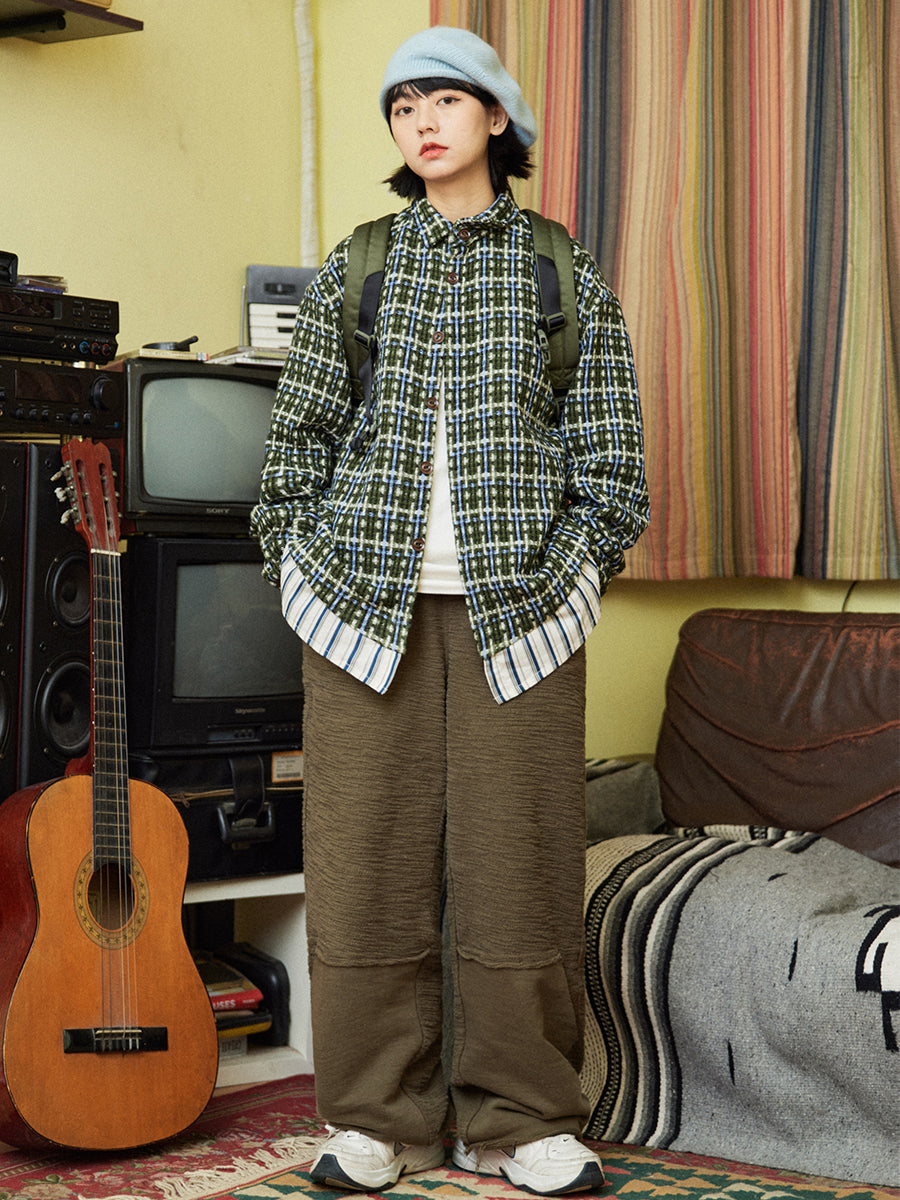 Retro Stitching Lapel Small Fragrance Shirt Coat