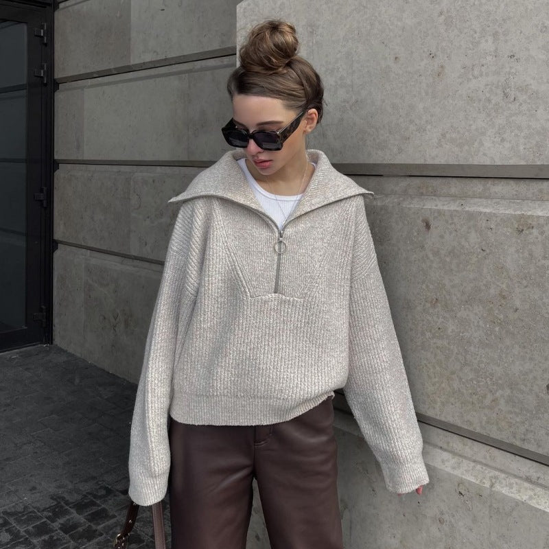 Fashionable Retro Loose V-neck Pullover Sweater