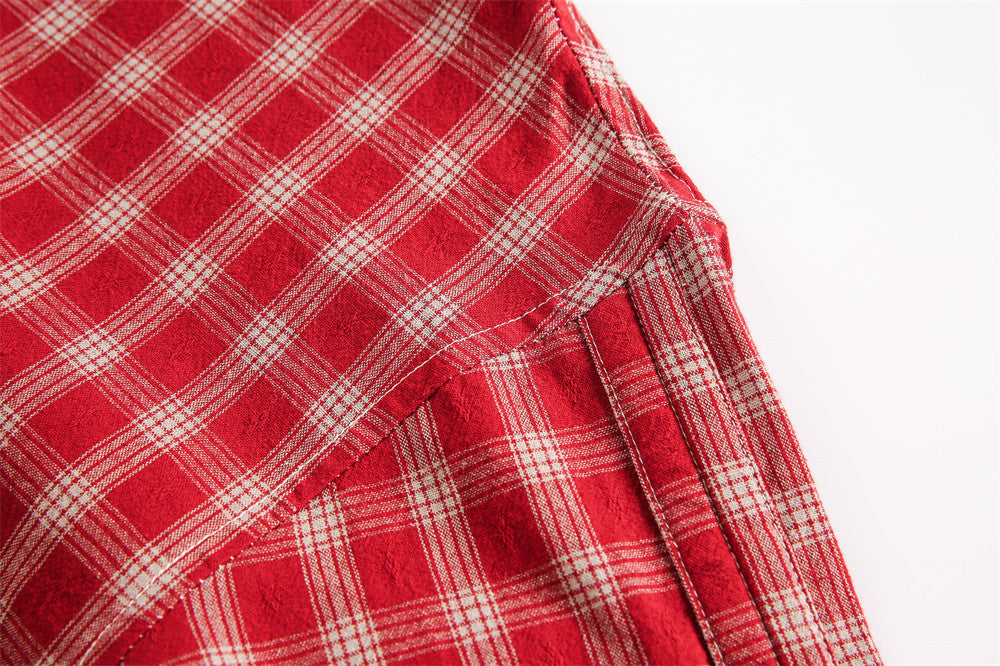 Fashion Short Sleeve Plaid Shirt Men