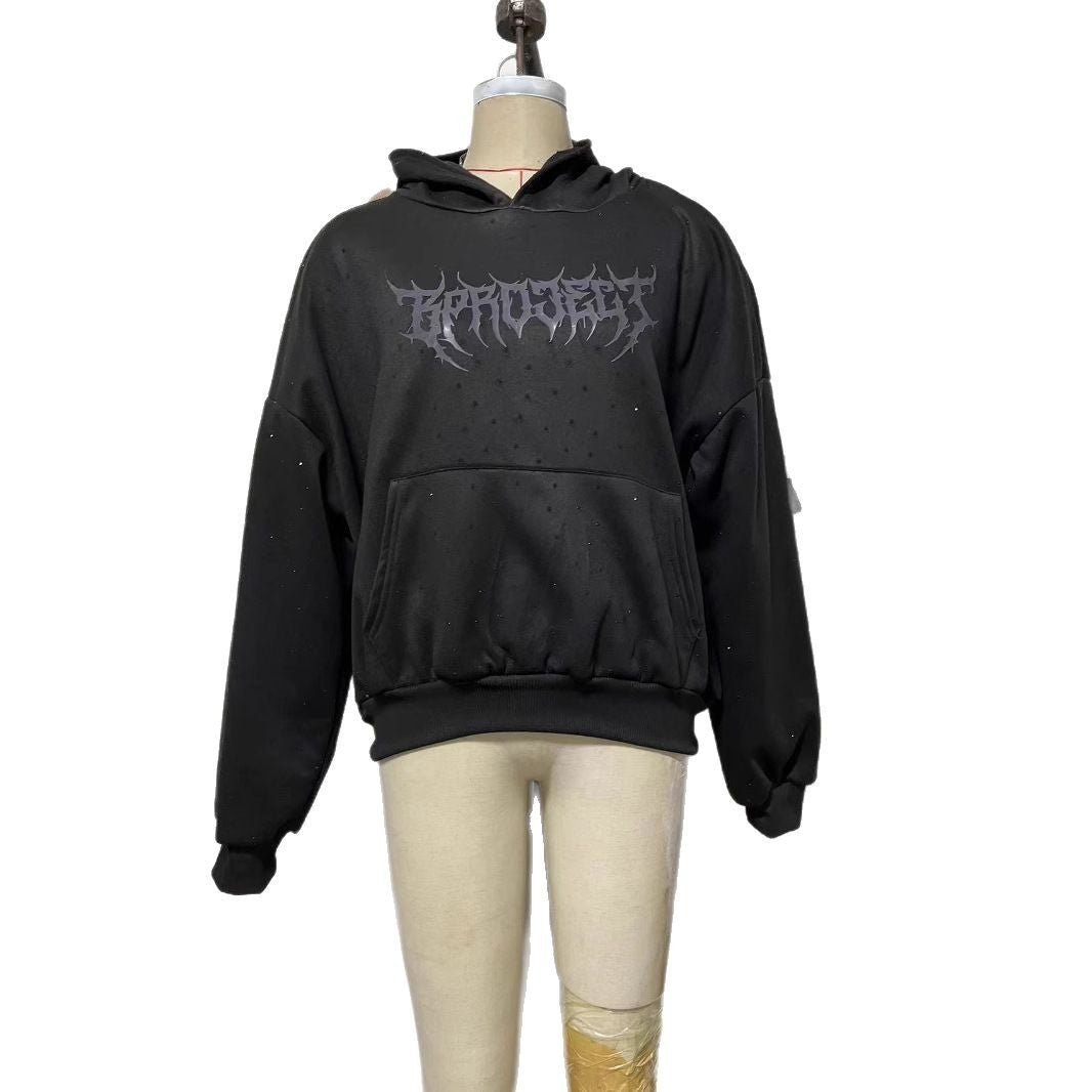 Long Sleeve Couple Sweatshirt Hot Drilling Printed Hoodie