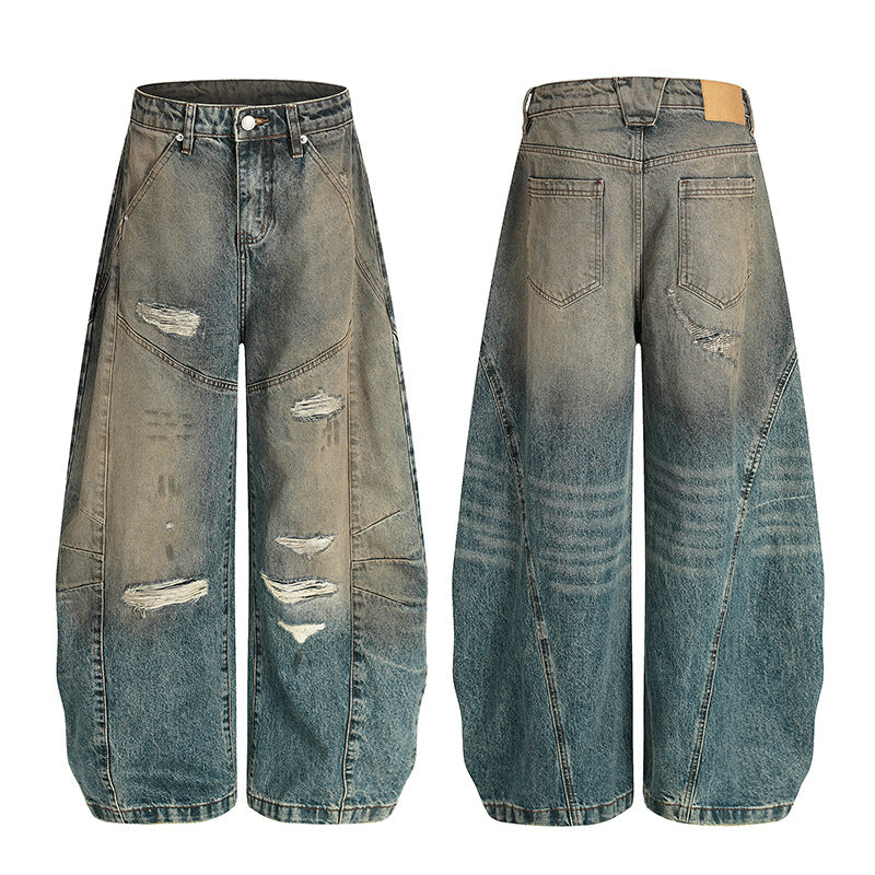 Retro High-street Style Ripped Jeans For Men