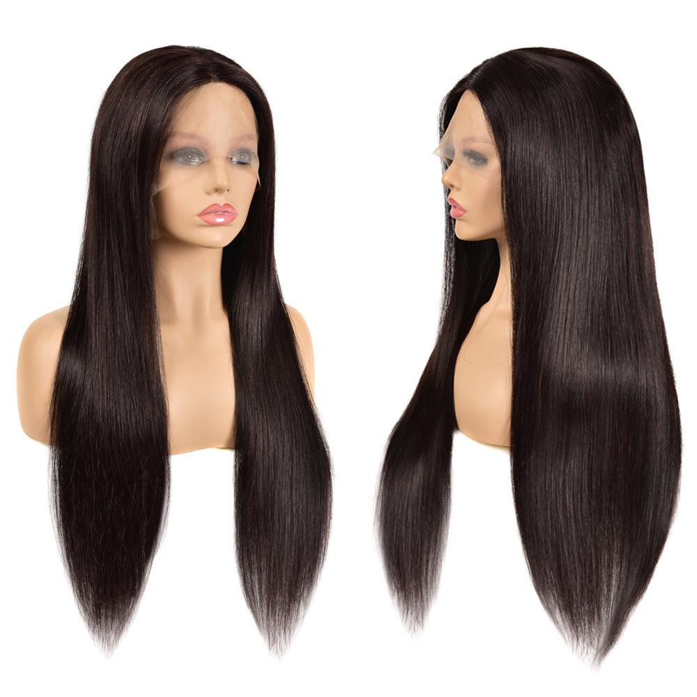 Coiffe avec cheveux humains raides