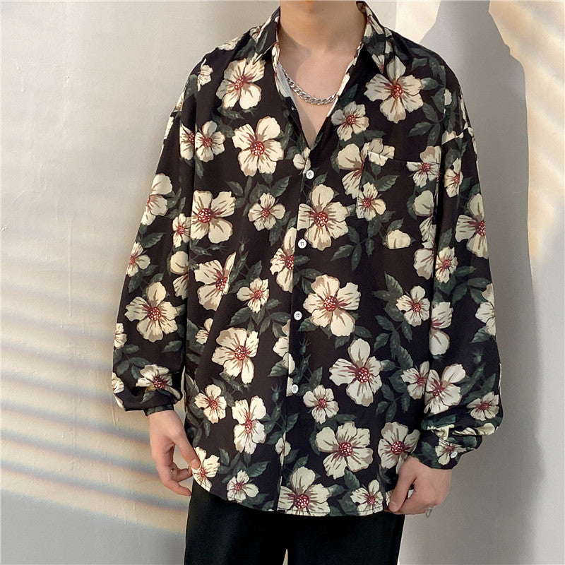 Loose Trend Retro Long-sleeved Floral Shirt