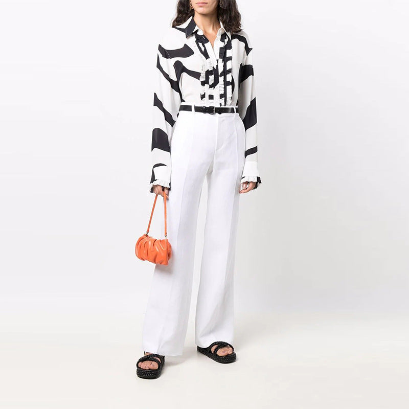 Long Sleeve Striped Printed Casual Shirt