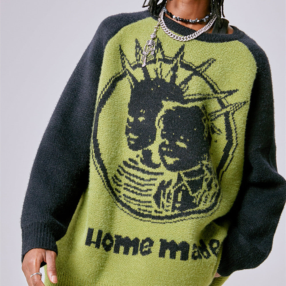 Retro Pattern Embroidered Hip Hop Sweater