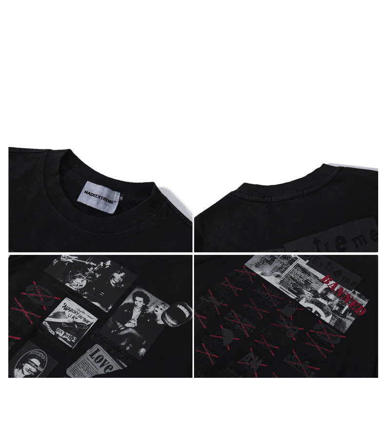 T-shirt à manches courtes et col rond imprimé avec le logo d'une marque de mode.