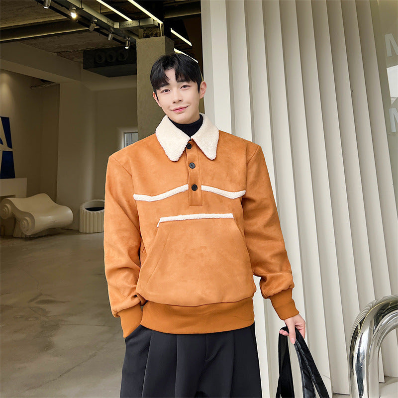 Pull-over en polaire imitation laine d'agneau Ins Wind pour homme