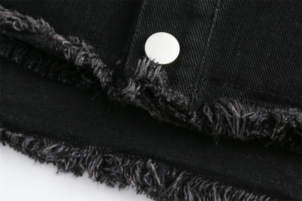 High Street Fashion Brand Hip Hop Rock Rivet Decorative Denim Jacket