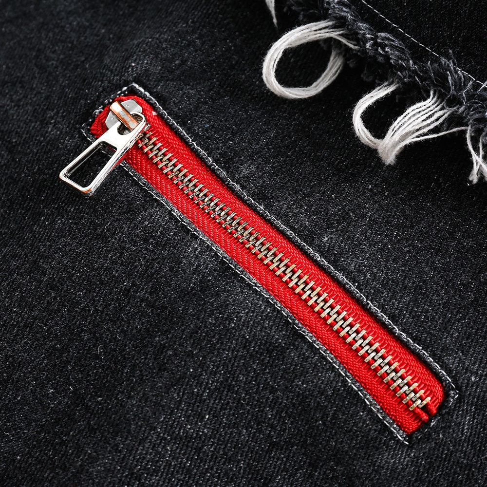 Color Matching Cat Raw-cut Edges Washed And Worn Loose Lapels Coat Fashion