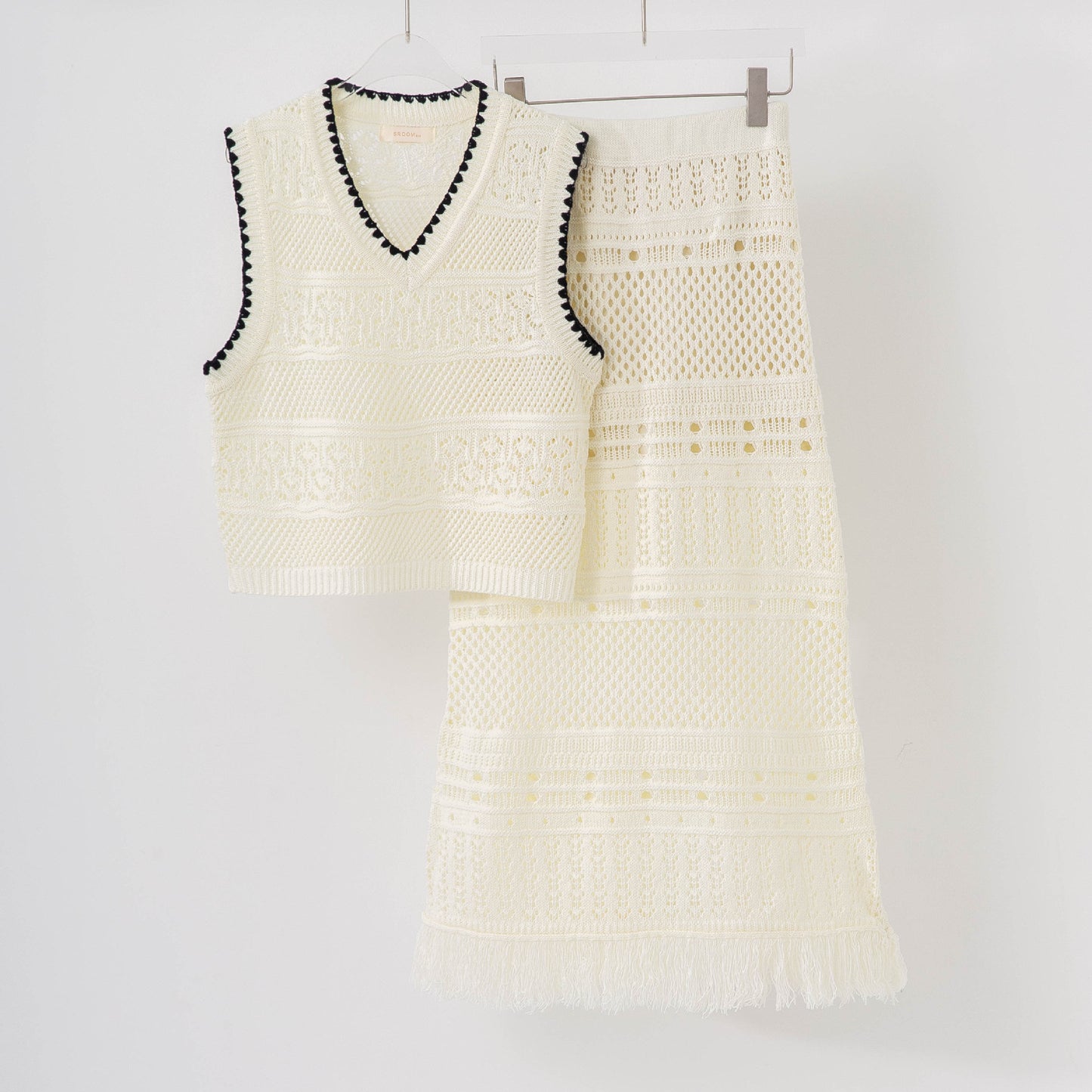 Fashion Tassel Weave Art Solid Color Sleeveless Vest Two-Piece Set