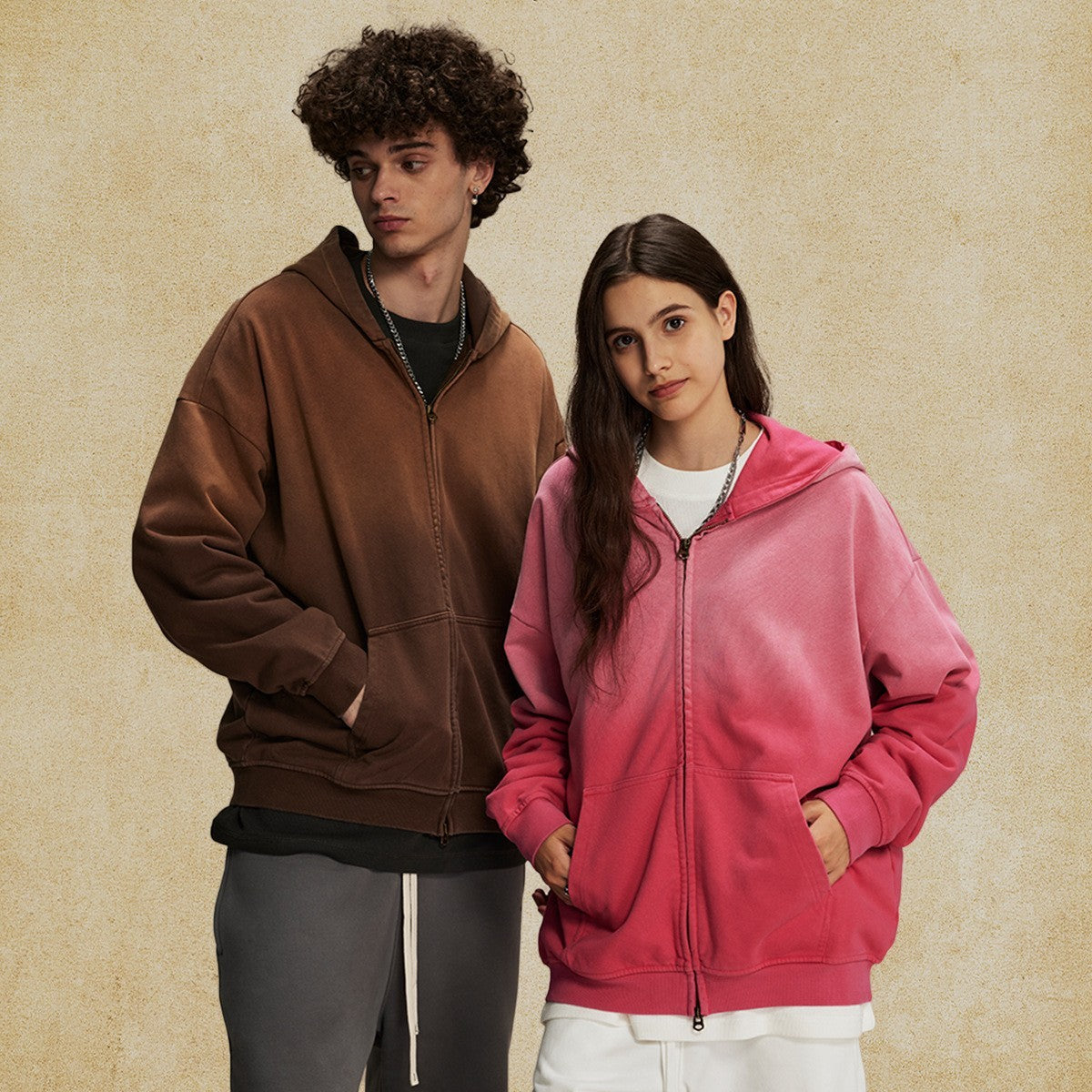 Cardigan vintage délavé pour hommes et femmes