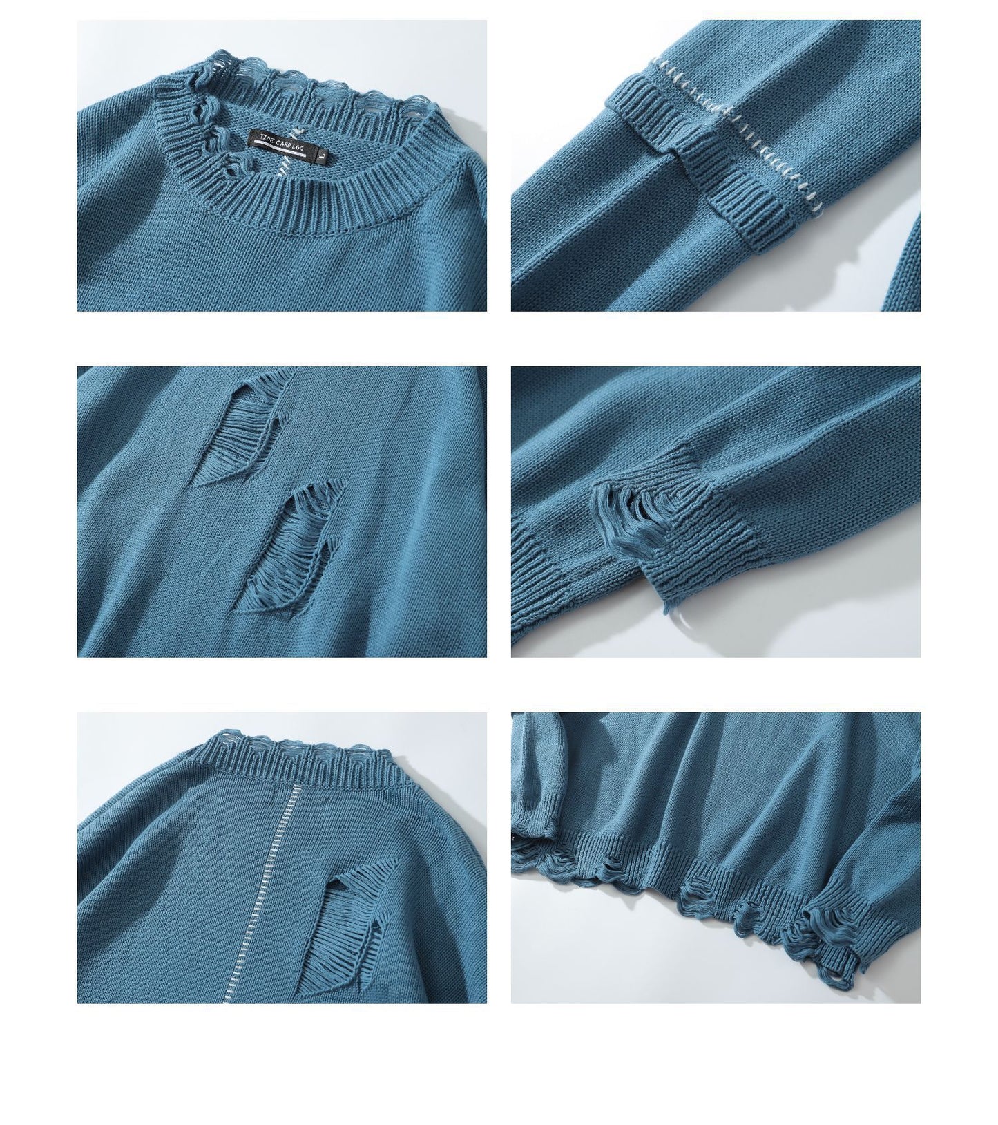 Pull col rond en laine brodée ample