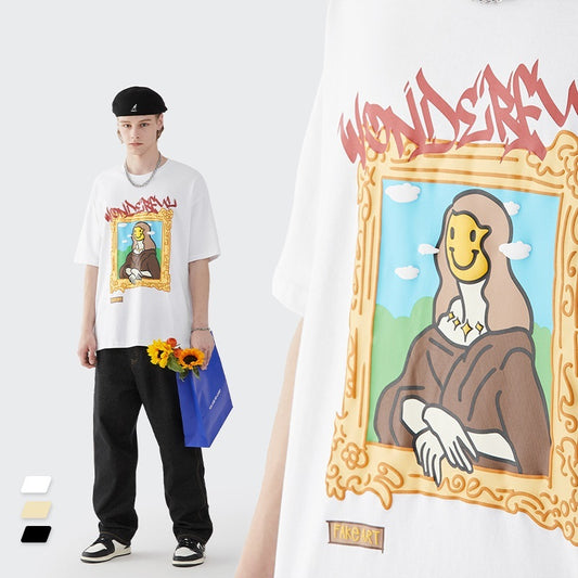 T-shirt classique imprimé à manches courtes et amples