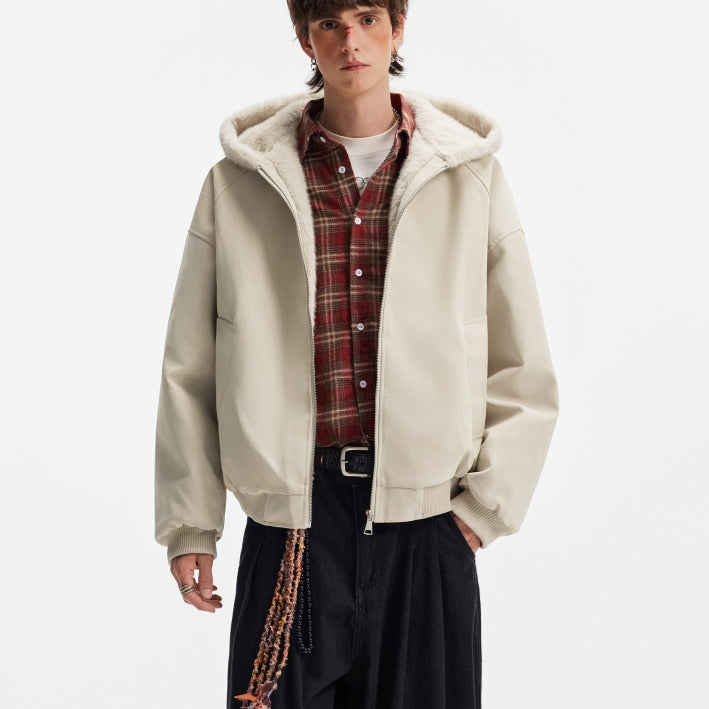 Veste d'hiver en coton à capuche, chaude et épaisse, avec col en fourrure.