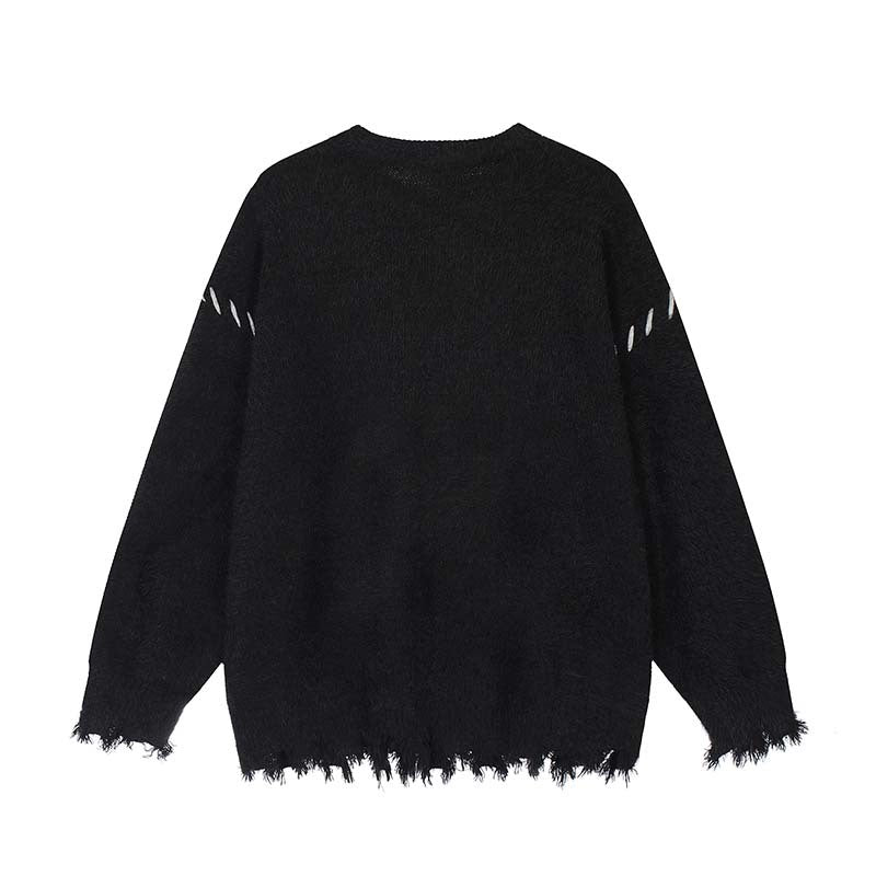 Women's Vintage Mohair Idle Style Letters Brocade Sweater