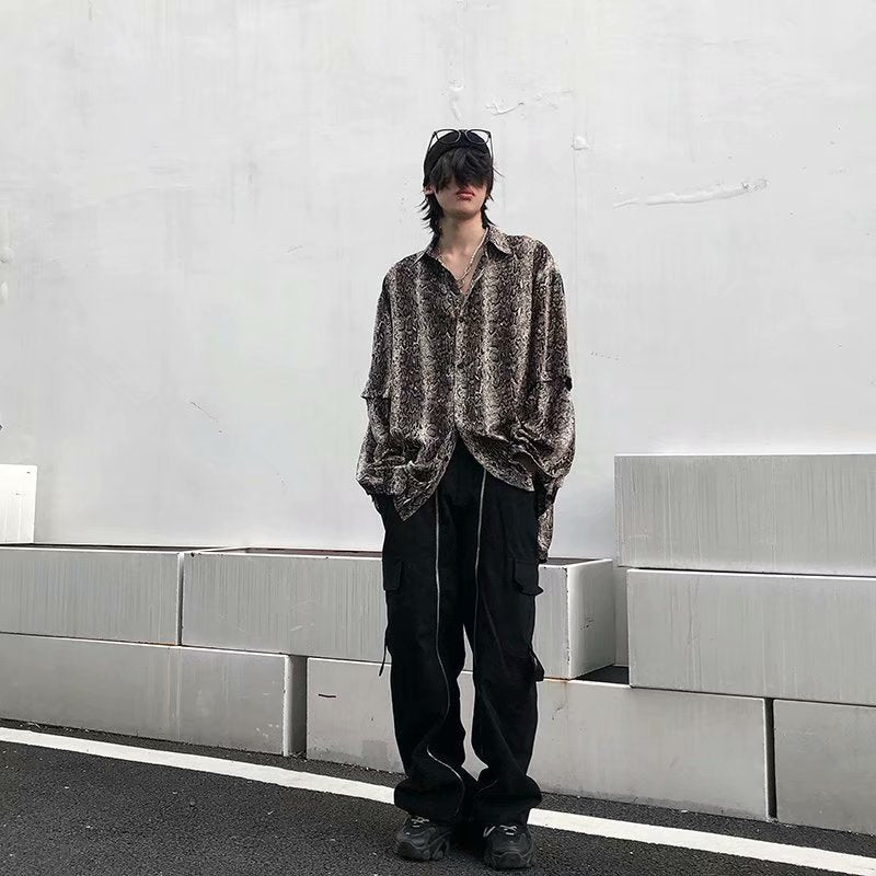 Snakeskin Pattern Shirt Loose Drape Personalized Top Trendy