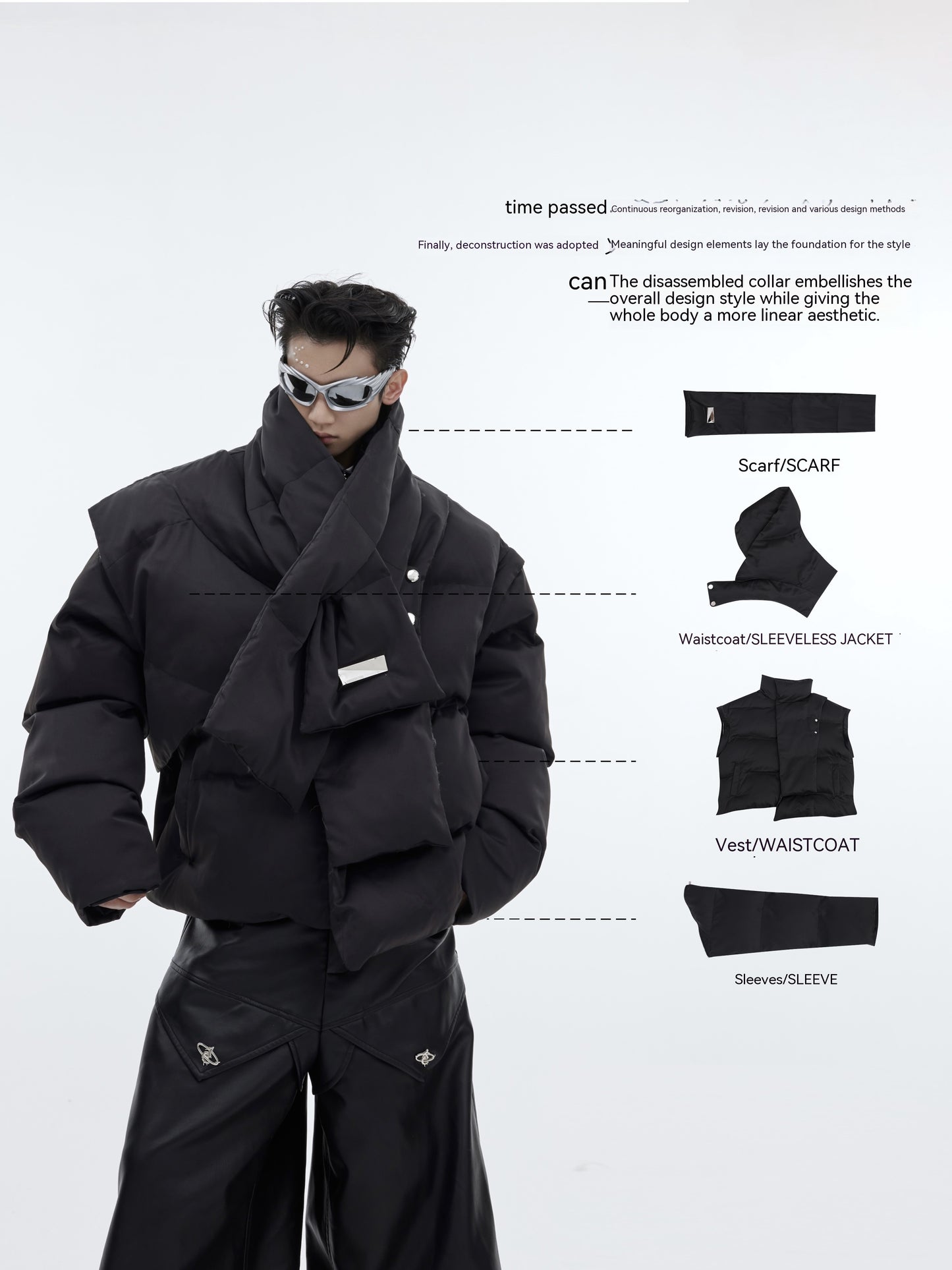 White Duck Down Stand-up Collar Down Jacket Scarf Design Short Thickened Coat
