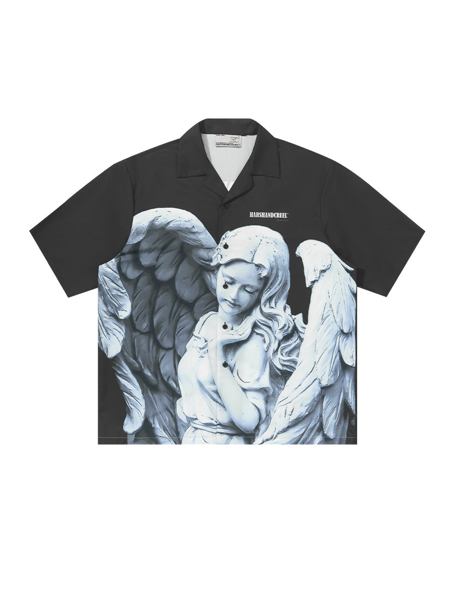 Chemise à col cubain avec imprimé plâtre Angel