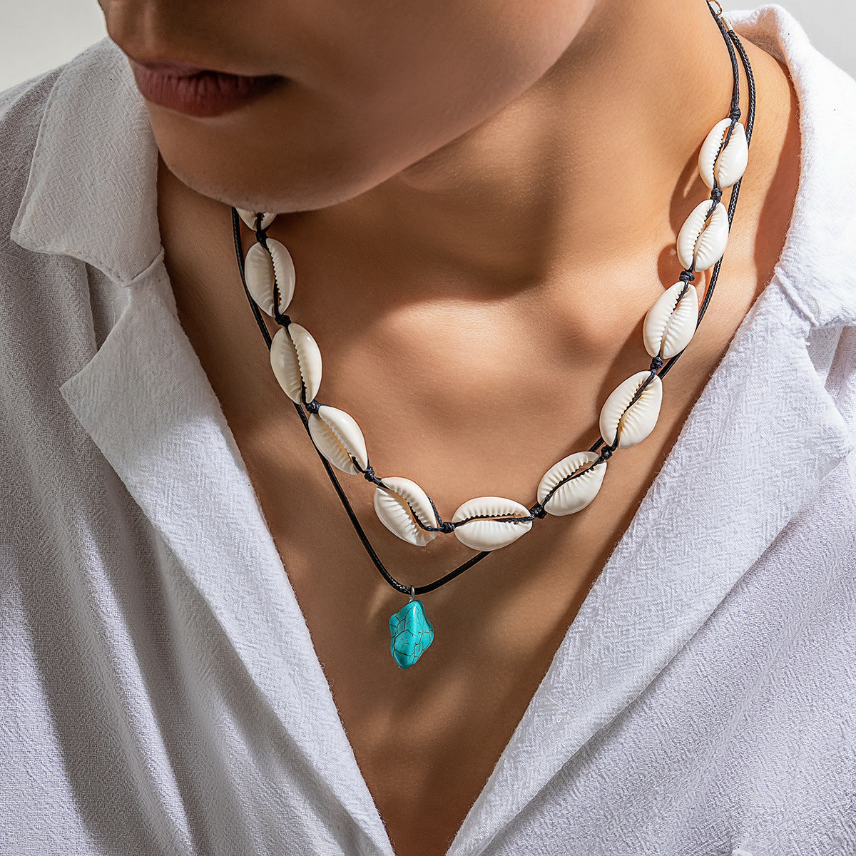 Shell Irregular Turquoise Necklace For Men Clavicle Chain Jewelry