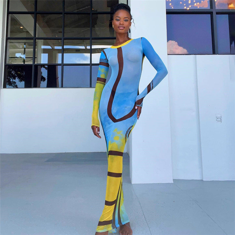 Abito a portafoglio slim fit con stampa a righe in rete e prospettiva