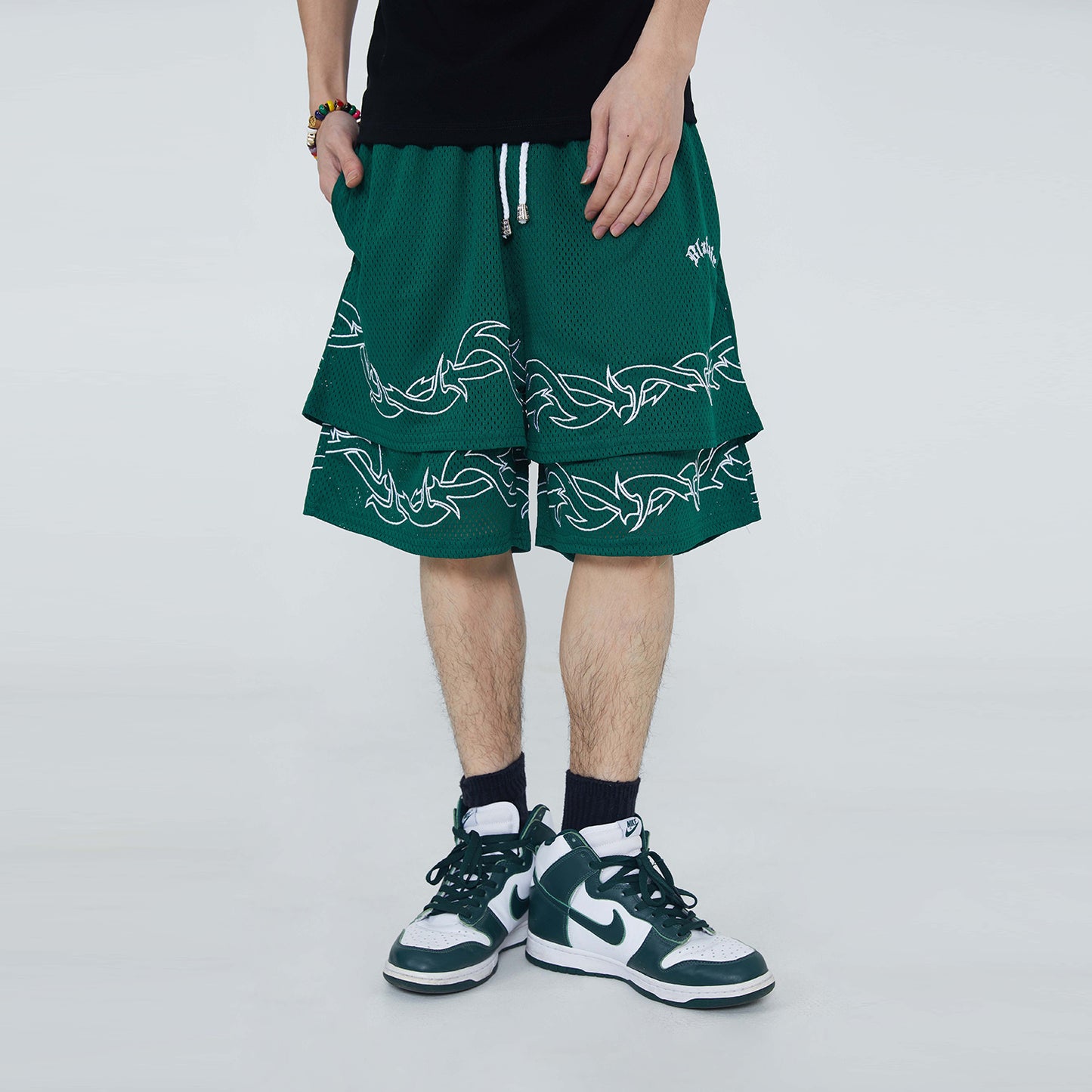 Thorns Fake Two-piece Shorts Male Hip Hop