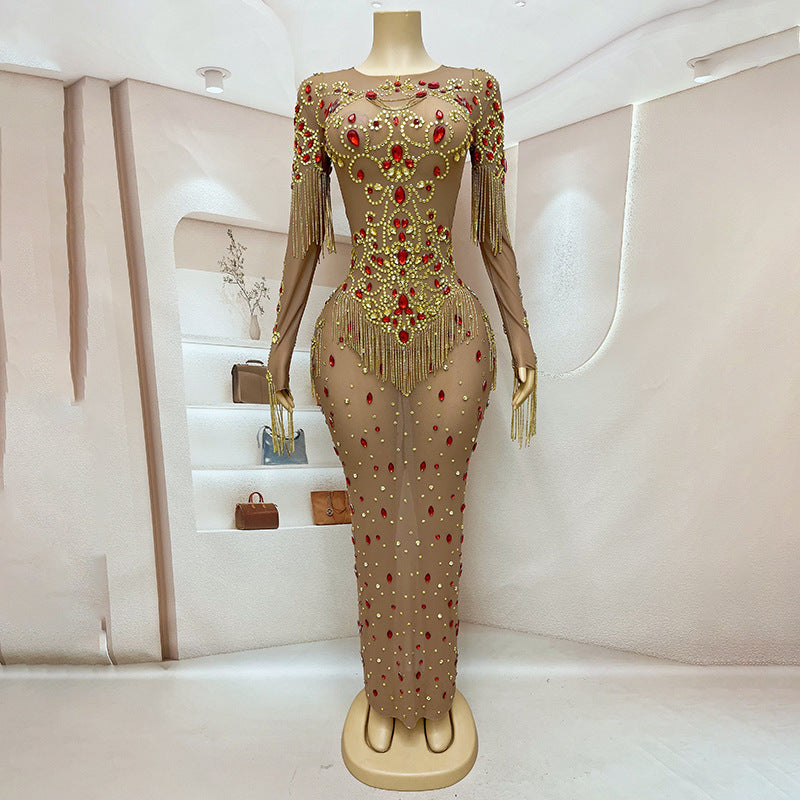 Mesh Micro Transparent Luxury Elegant Birthday Party Ball Performance Costume