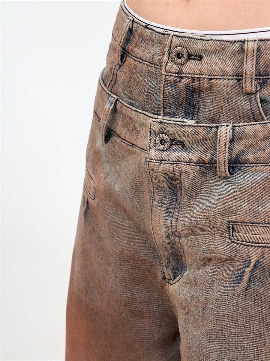 Jeans a doppia vita lavati in stile retrò americano