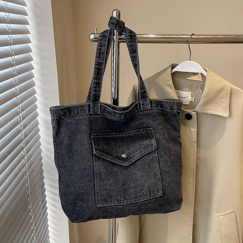 Sac à bandoulière en jean, sac de courses grande capacité, sac fourre-tout