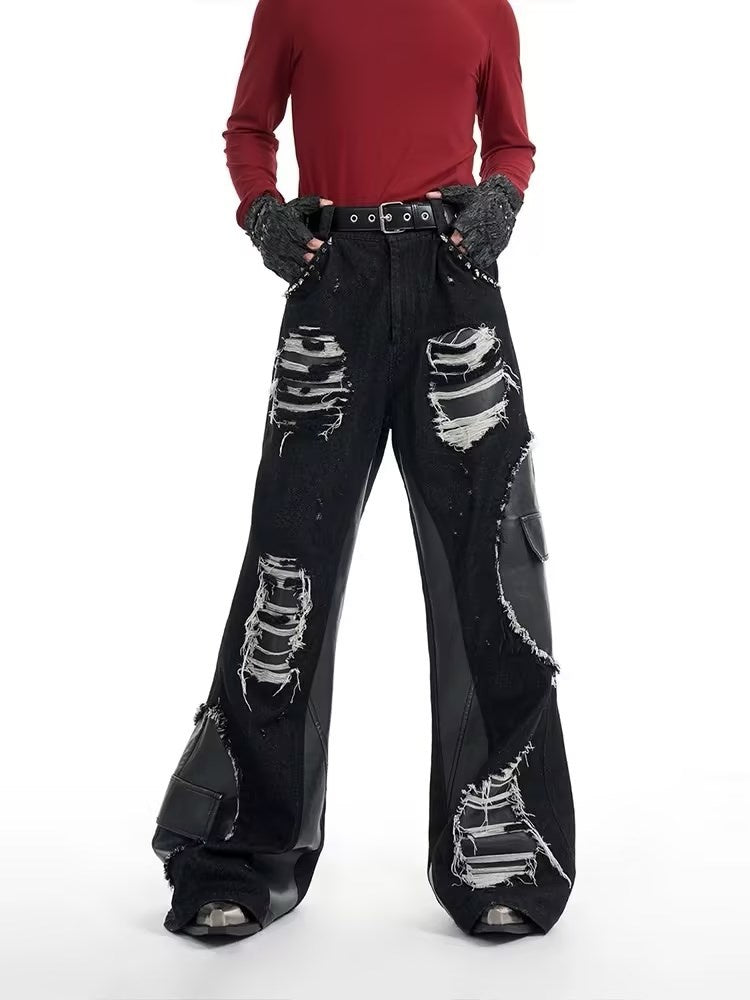 Jean skinny rétro à rivets et coutures apparentes