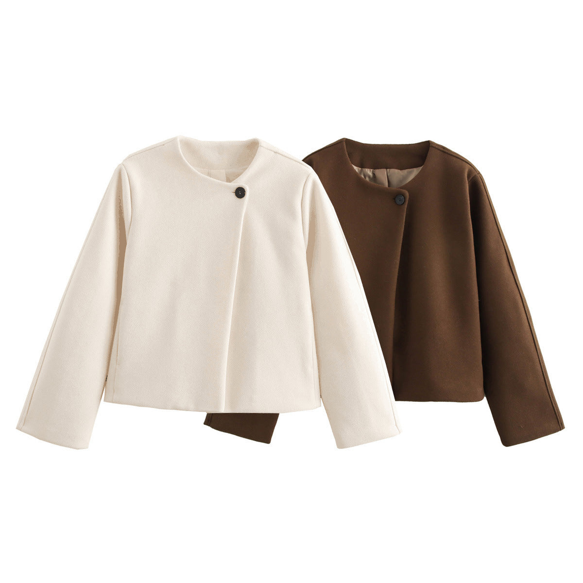 Square Collar Padded Woolen Coat