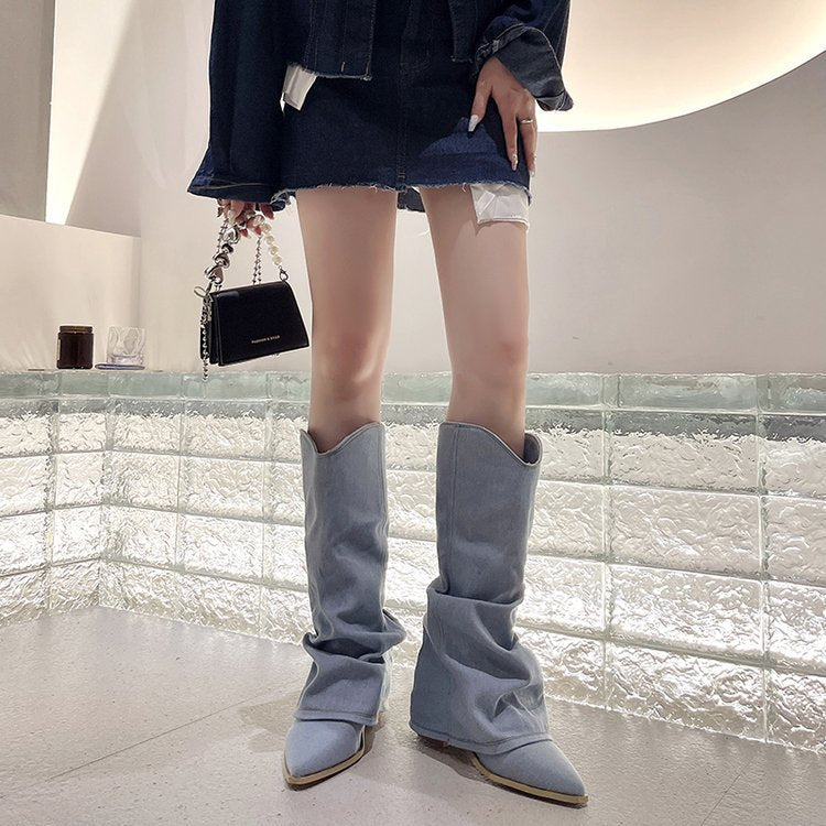 Long Boots Female Pointed High Heel Tall Knight Boots