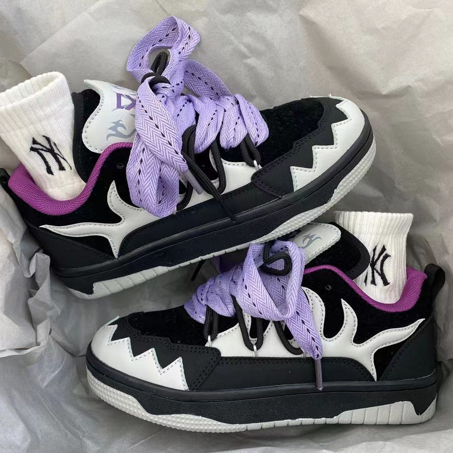 Chaussures décontractées de skateboard à contraste noir et blanc