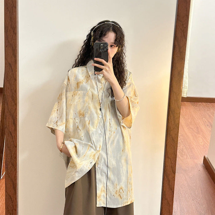 Chemise tie-dye Design Sense Niche à manches courtes