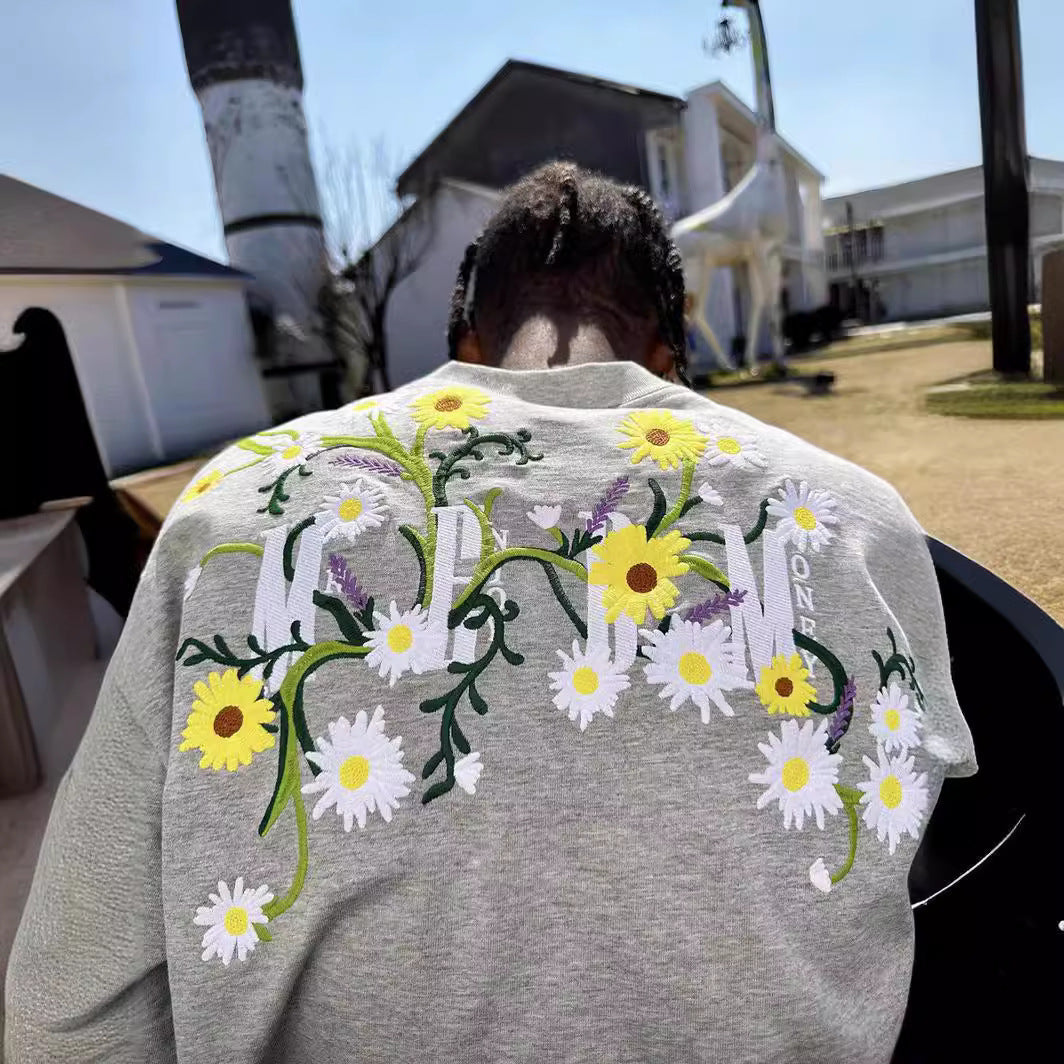 Summer Flower Embroidered Short-sleeved T-shirt