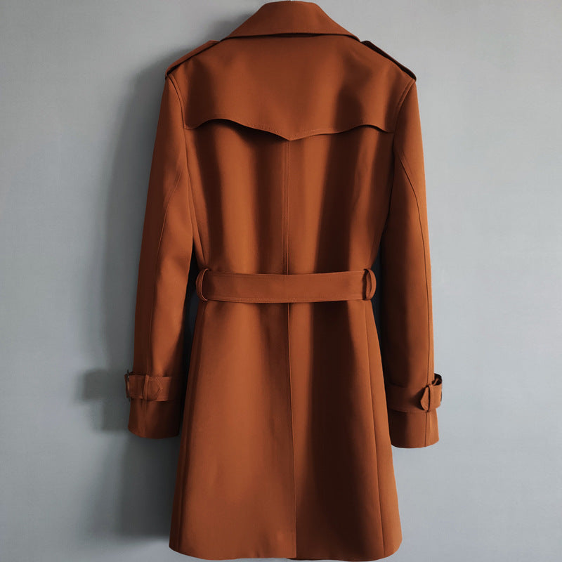 Trench-coat long classique à double boutonnage pour homme