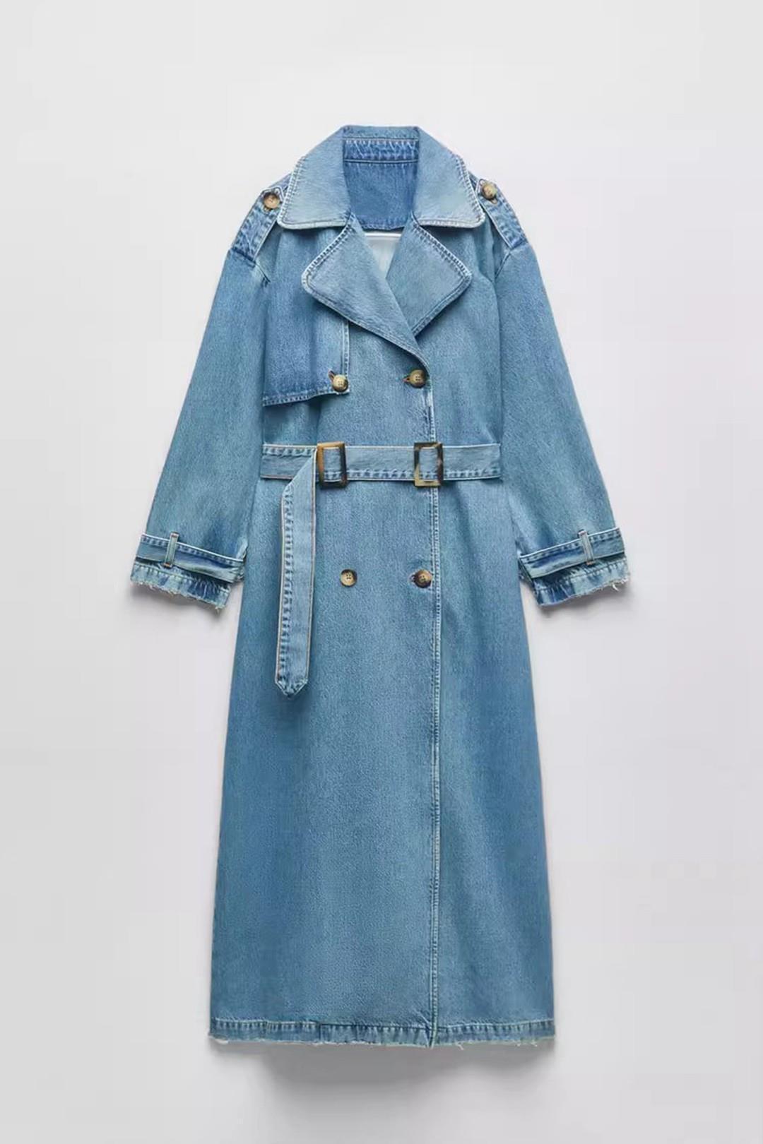 Fashion Double Breasted Belt Trench Coat