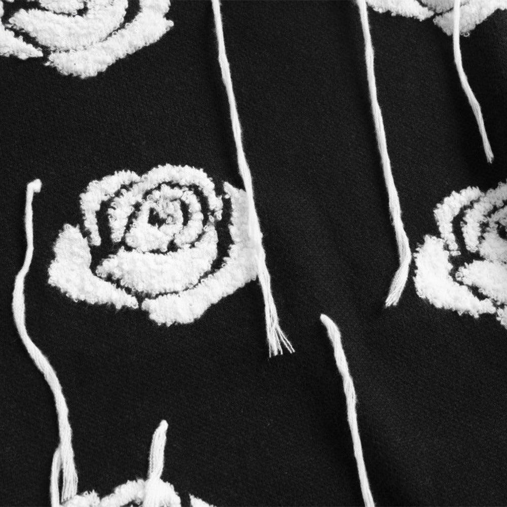 Pull col rond à franges en jacquard rose pour homme