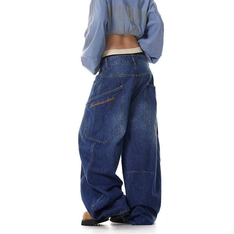 American Retro Design Large Pocket Machete Jeans