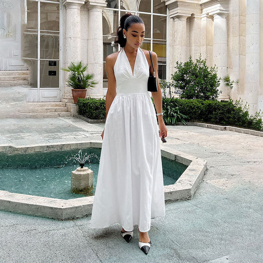 Halter Lace-up Backless Long Dress