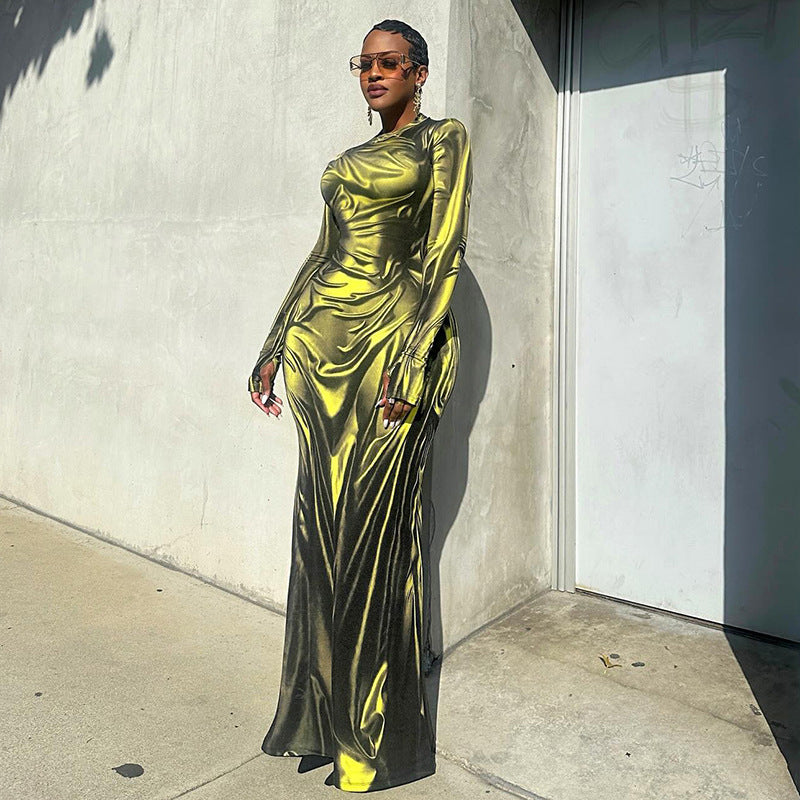 Printed High Waisted Slim Fit Dress