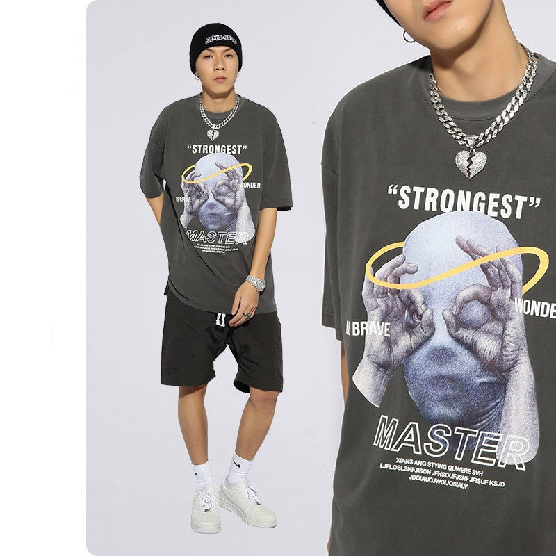 T-shirt ample à manches courtes et col rond imprimé