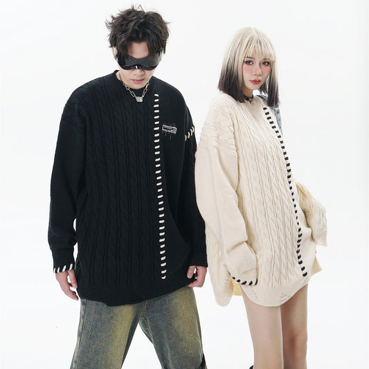 Men And Women Couple Crew Neck Casual Sweater