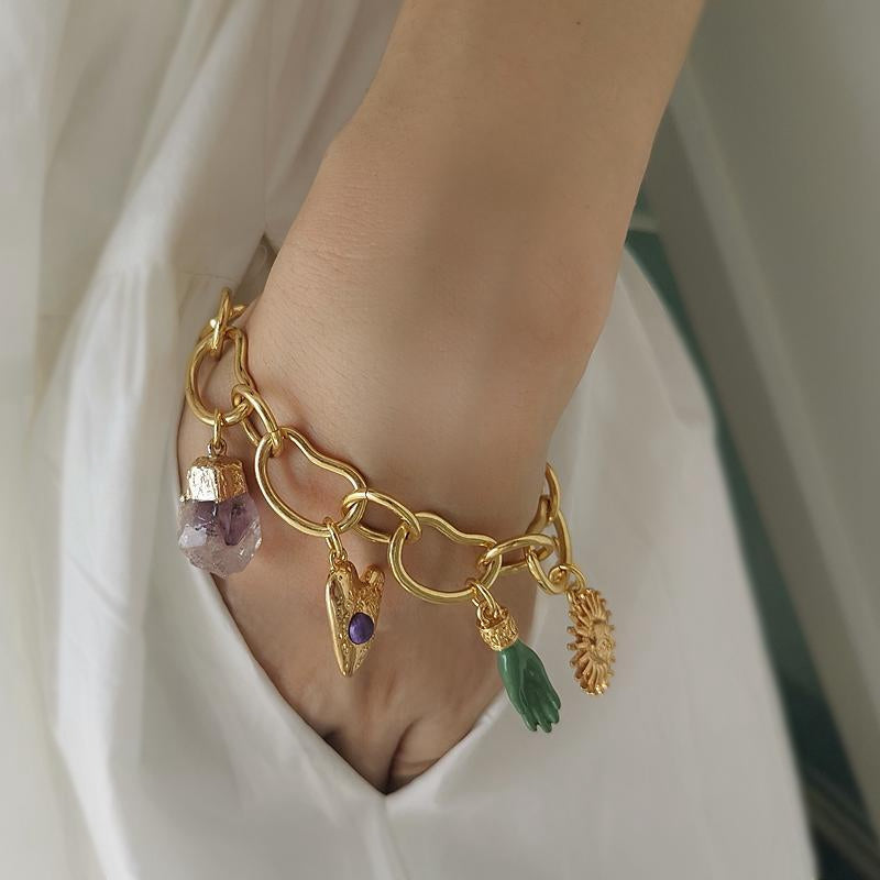 Chaîne rétro usée, style exagéré féminin