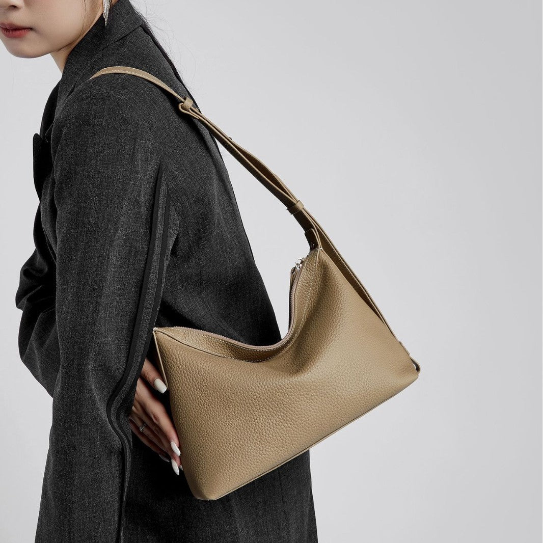 High-grade Sentong Qin All-match Special-interest Design Genuine Leather Shoulder Messenger Bag