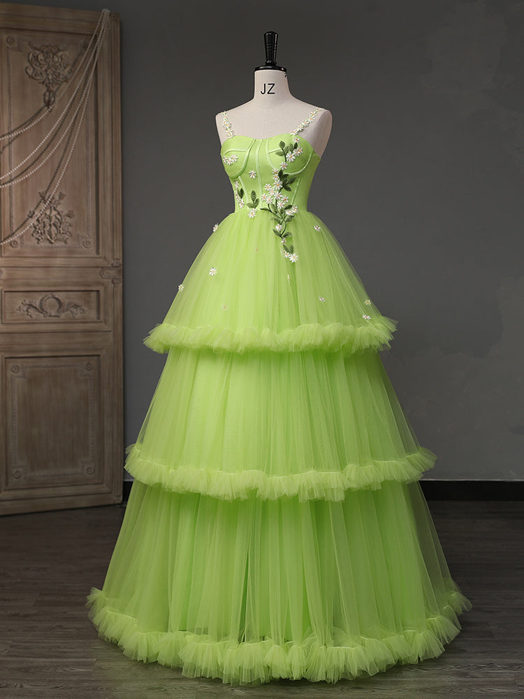 Robe de soirée duveteuse de la série Green Forest, nouveau style
