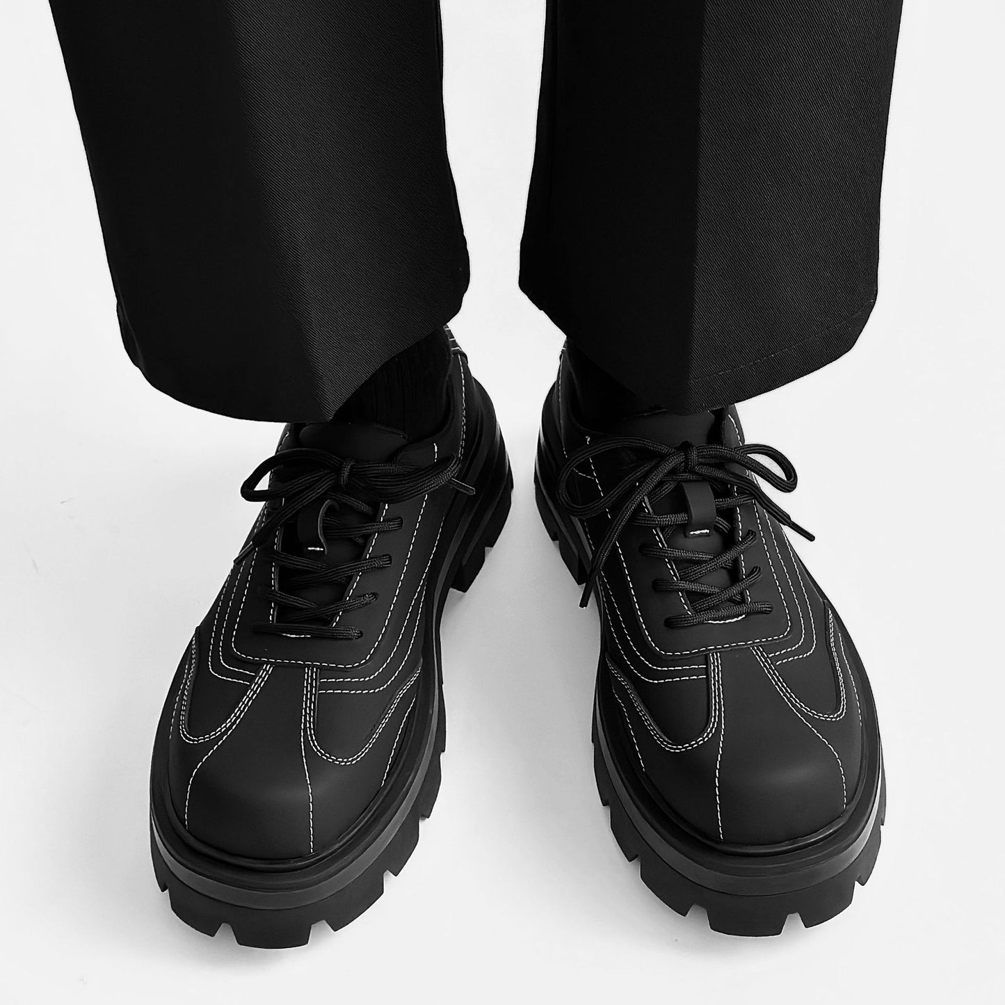 Thick-soled Matte British Commuter Leather Shoes