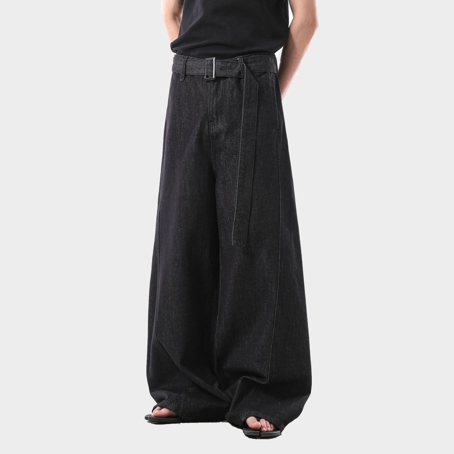 American Retro Black Gold High Waist Straight Jeans